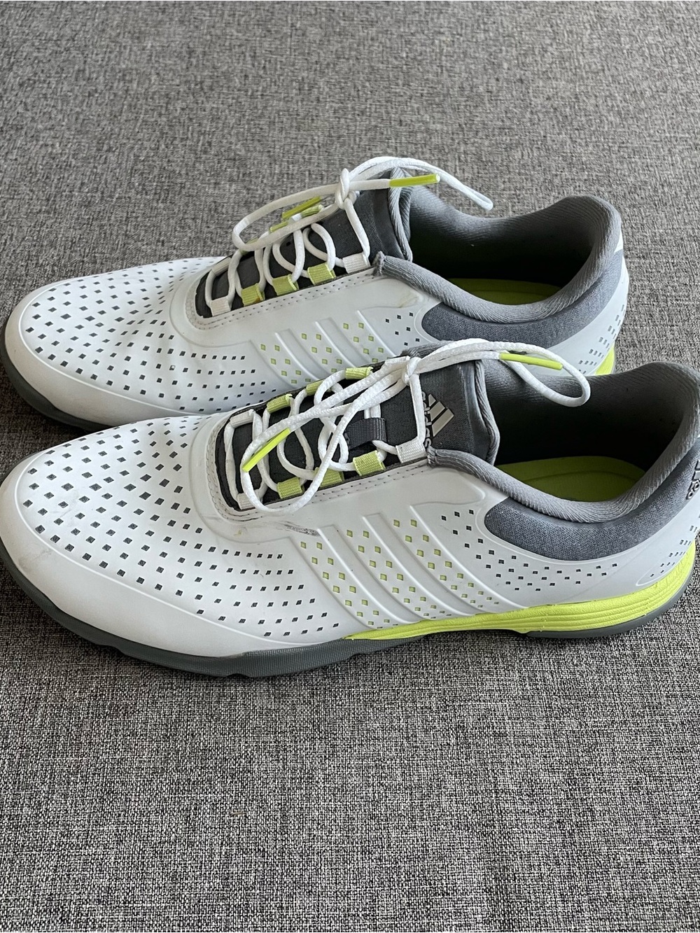 adidas White Golf Shoes with Neon Green Accents